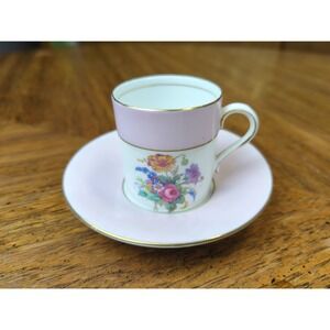 Colclough Fine Bone China Longton England Demitasse Cup Saucer Light Pink Floral